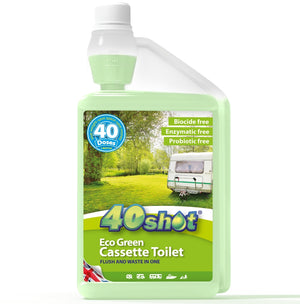 40Shot 2-in-1 Eco Green Organic Caravan Toilet Fluid 1L Concentrated Cassette