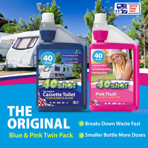Caravan Toilet Fluid Twin Pack, Pink & Blue 40shot