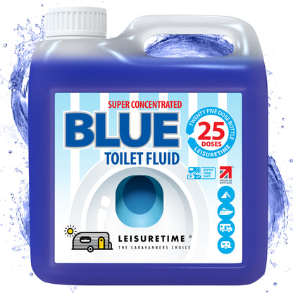 LeisureTime Concentrated Blue Toilet Fluid, 25 Treatments - Formaldehyde Free, Septic Tank Safe