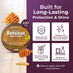 HouseProud Beeswax Wood Furniture Polish – 220ml