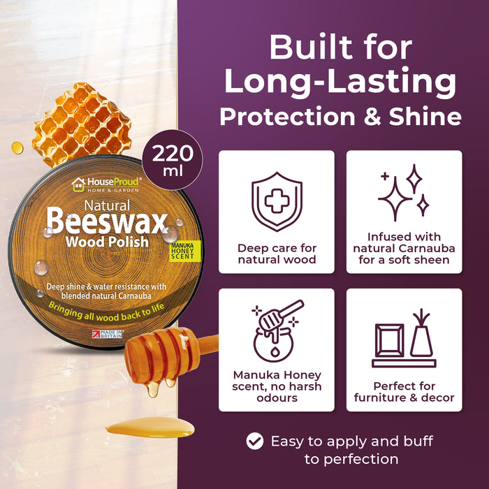 HouseProud Beeswax Wood Furniture Polish – 220ml