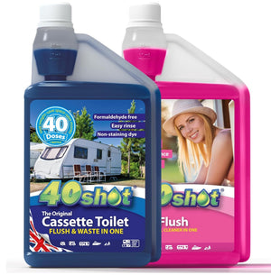 Caravan Toilet Fluid Twin Pack, Pink & Blue 40shot